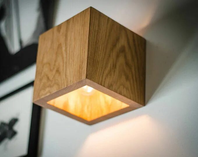 Квадратные светильники своими руками Wooden Lamp Q520 Plug in Wall Sconce. Bedside Lamp Above Bed Decor - Etsy UK Woo