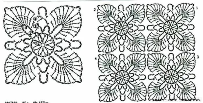 Квадратные цветочные мотивы крючком со схемами Пин от пользователя Mara на доске Crochet Узоры, Вязание, Схемы вязаных крючком 