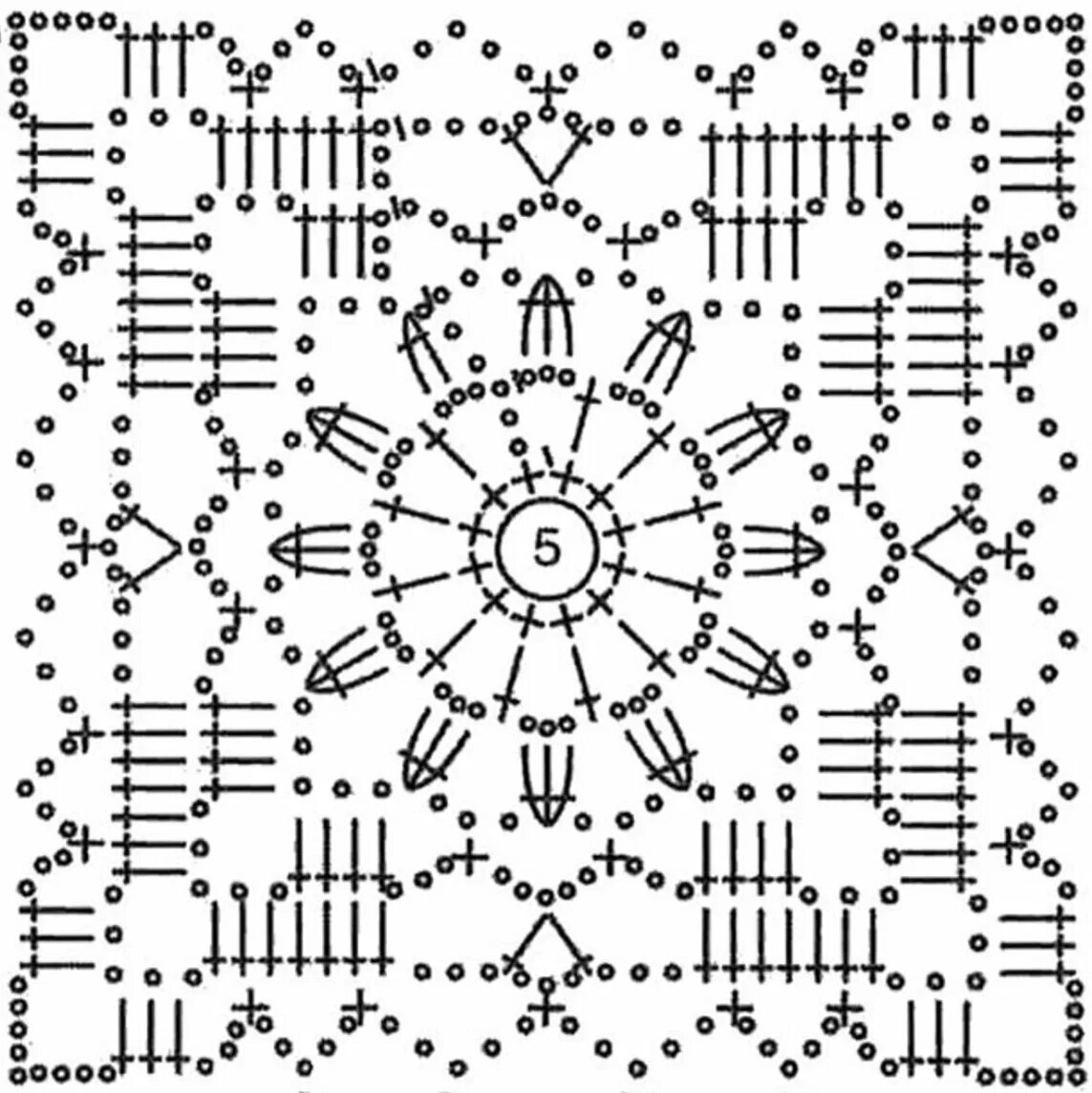 Квадратные цветочные мотивы крючком со схемами Связала крючком юбку из мотивов, не отрываясь от других проектов. Делюсь схемами