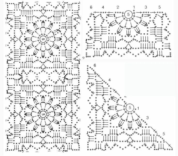Квадратные узоры крючком со схемами Схемы мотивов для вязания крючком Crochet placemat patterns, Crochet square patt