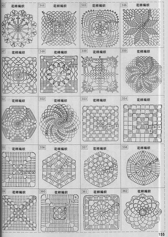 Квадратные узоры крючком со схемами Всё обо всём: схемы вязания крючком, Схемы вязания крючком, Схемы вязаных крючко