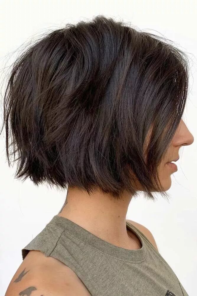 Квадратный боб стрижка фото Brown Textured Bob #choppybob #bobhairstyles #bobhaircuts #hairstyles #haircuts 