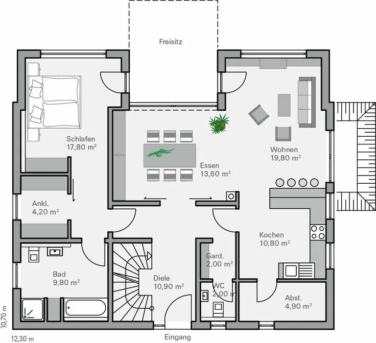 Квадратный дом схема Häuser - individuell geplant und massiv gebaut House floor plans, House plans, C