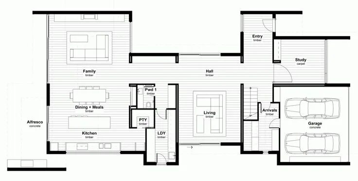 Квадратный дом схема Malvern House / Canny Design Malvern house, House floor plans, House plans