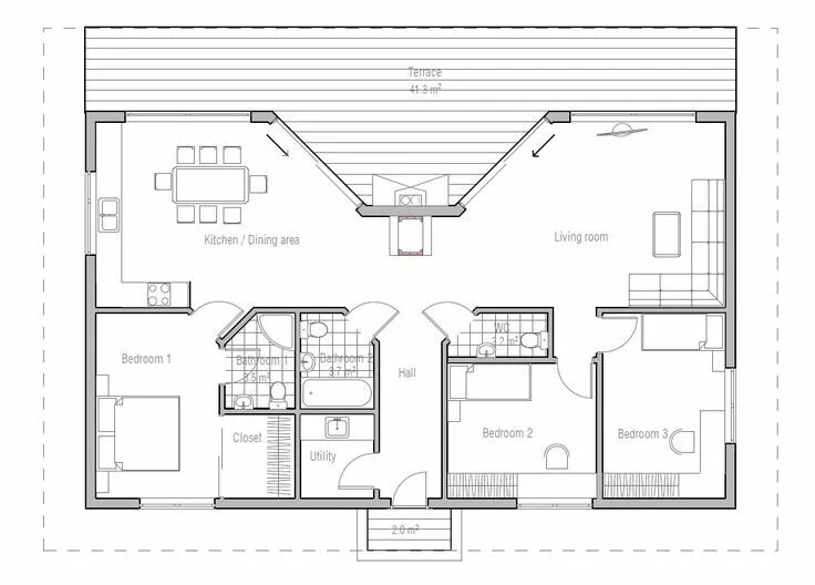 Квадратный дом схема Small house plans, Low cost house plans, Container house plans