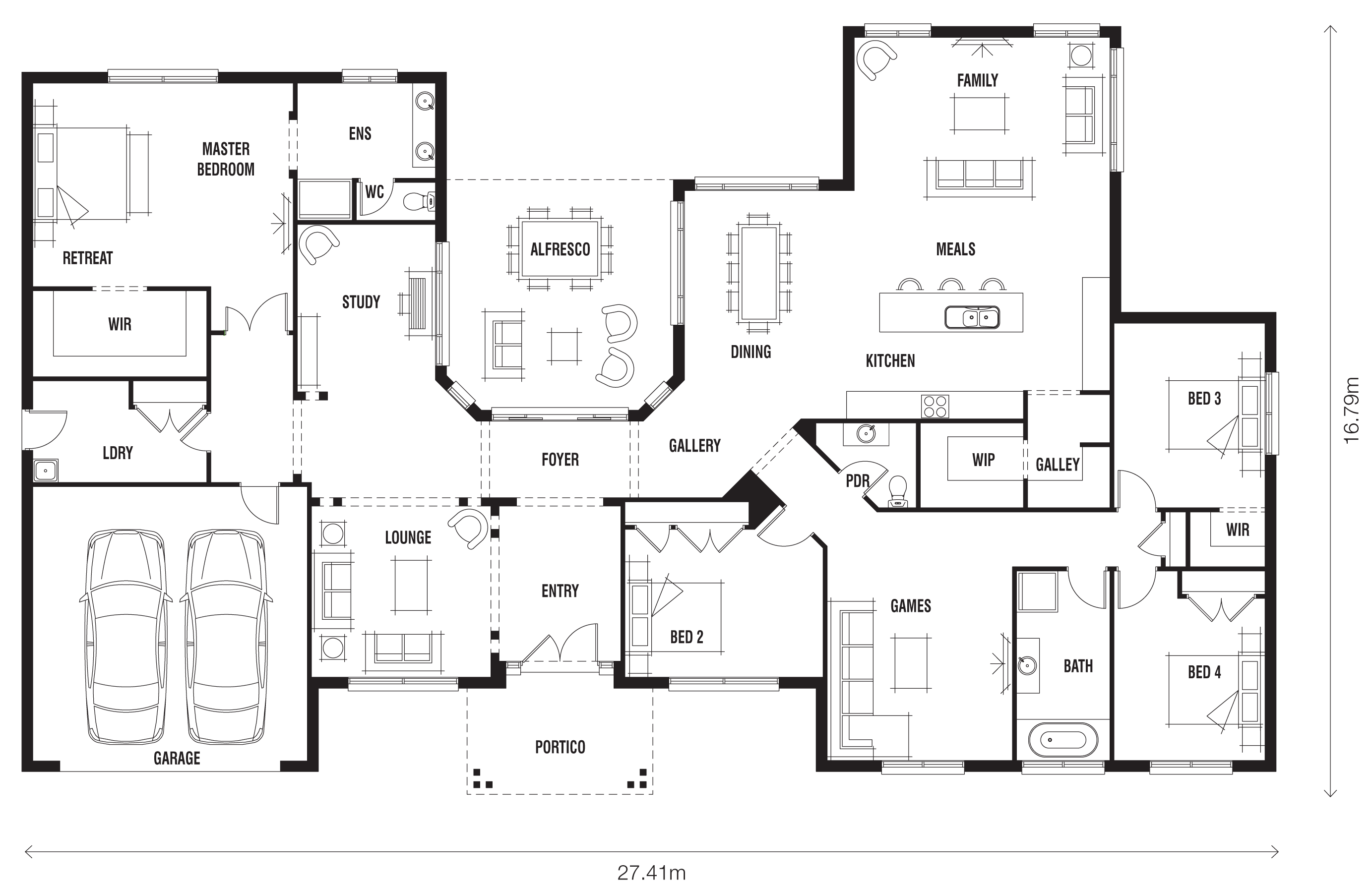 Квадратный дом схема Floor Plan Friday: U-shaped 5 bedroom family home House floor plans, New house p