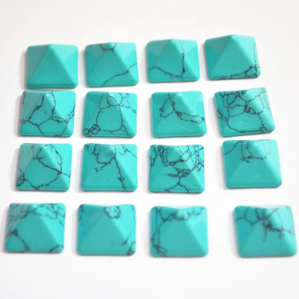 Квадратный камень фото Best Selling Fashion Natural Stone Square Pyramid CAB Cabochons Howlite Beads 14