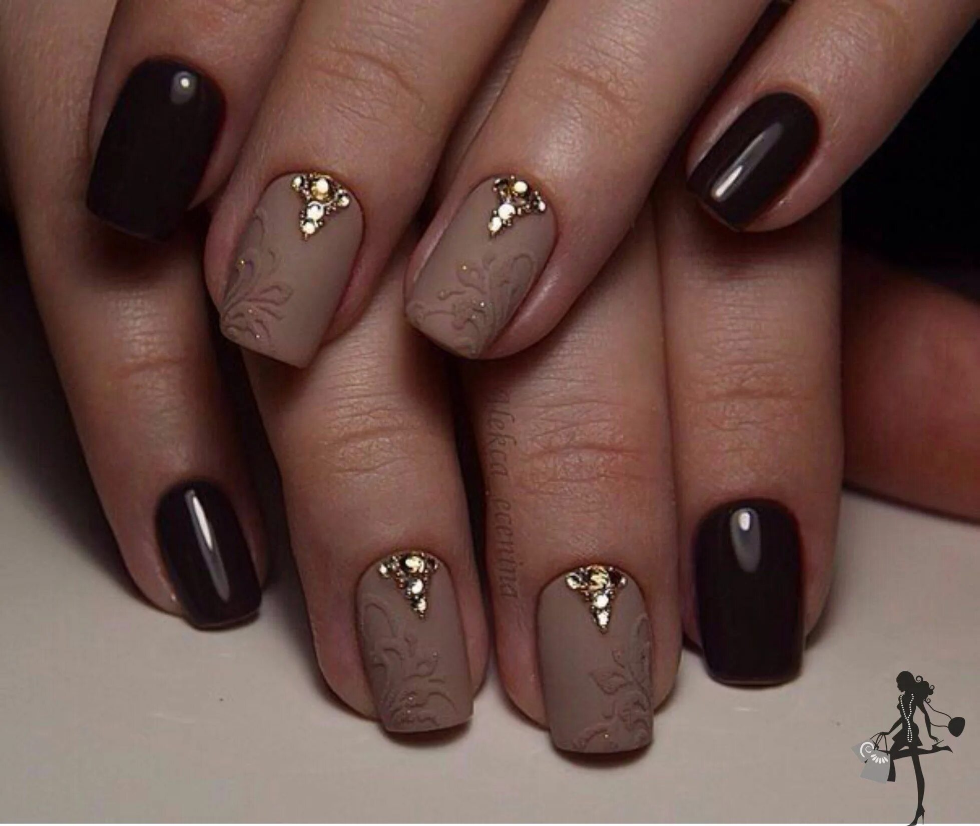 Квадратный коричневый маникюр дизайн 2024 Beige nails, Nails, Gel nails