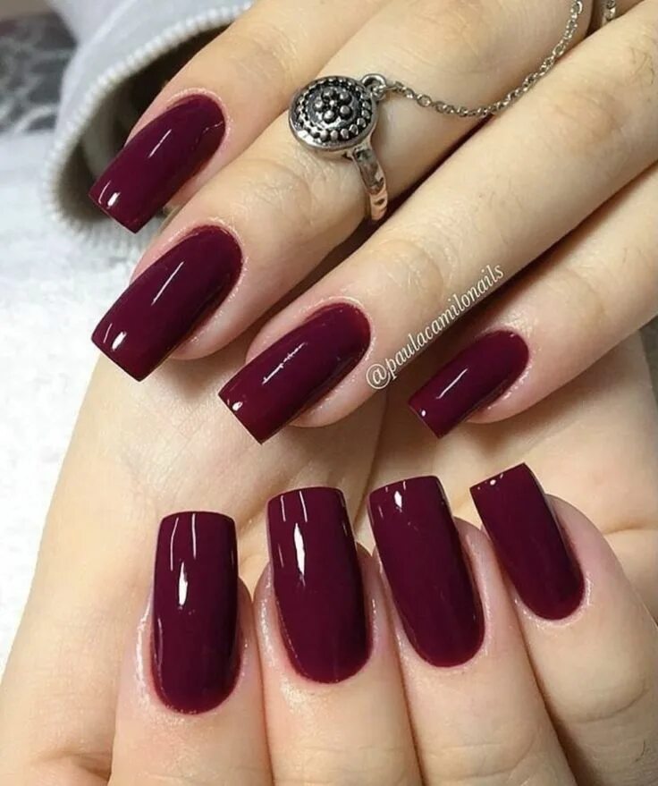 Квадратный маникюр бордо Pin by Papillon Kania on unhas Nail colors, Gel nails, Red nails