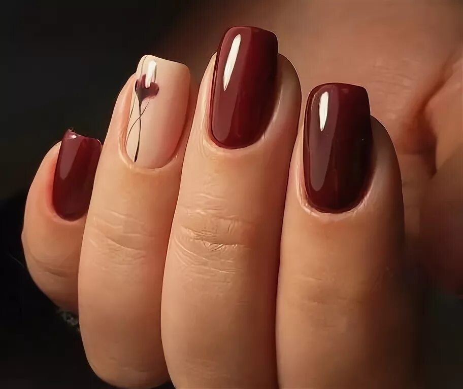 Квадратный маникюр бордо 55+ Trendy Manicure Ideas In Fall Nail Colors Cute nails for fall, Fall gel nail