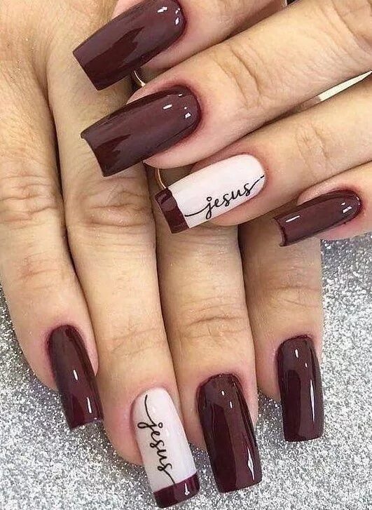 Квадратный маникюр бордо Adorable wine red nail polish French manicure nails, Stylish nails, Nail manicur