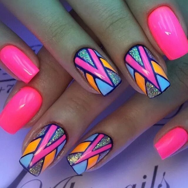 Квадратный маникюр дизайн яркий Клуб лучших мастеров! on Instagram: "Мастер @alisanailart" Metallic nail art, Br