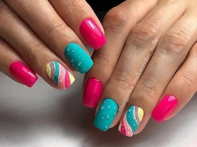 Квадратный маникюр дизайн яркий Модный летний маникюр Square nail designs, Square nails, Trendy nail art designs
