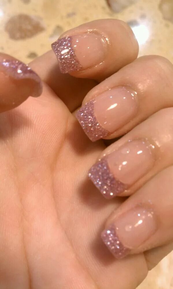 Квадратный маникюр френч блестящий Glitter tips on my natural nails Yelp Glitter tip nails, Fancy nails, Nails