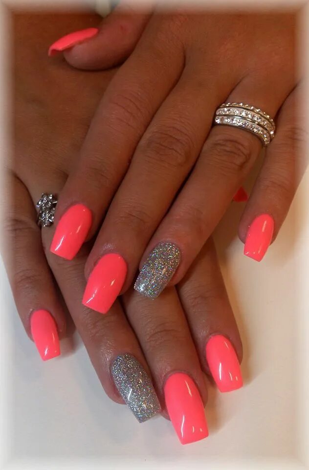 Квадратный маникюр коралловый Pin on Nails Gel nails, Coral nails, Summer acrylic nails