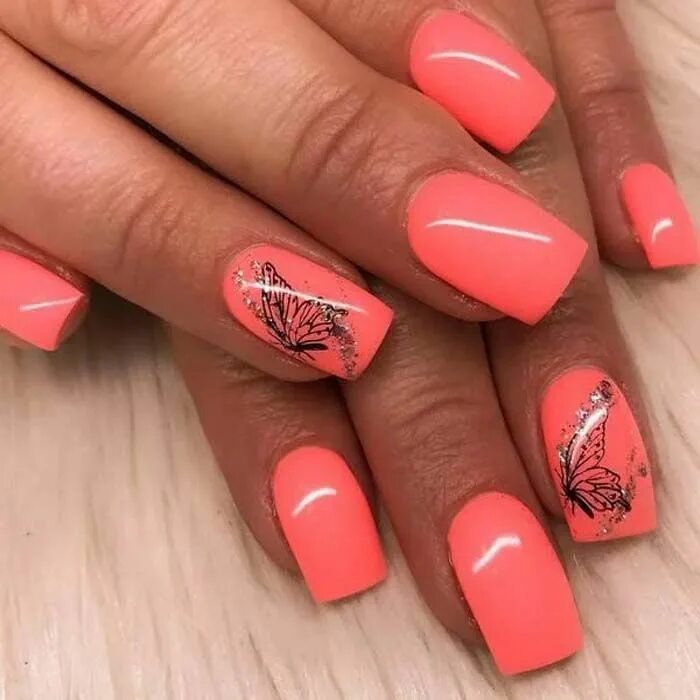 Квадратный маникюр коралловый latest nail design Latest nail designs, Nails, Nail designs