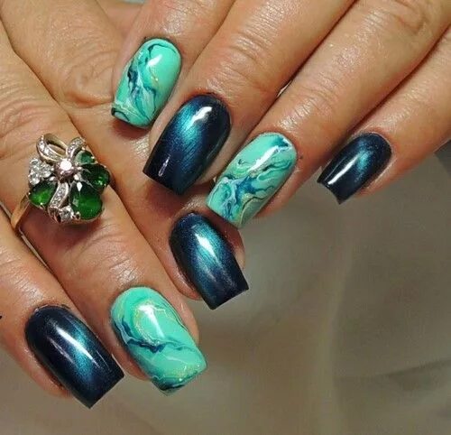 Квадратный маникюр кошачий глаз Cat Eye Nail Art Ideas