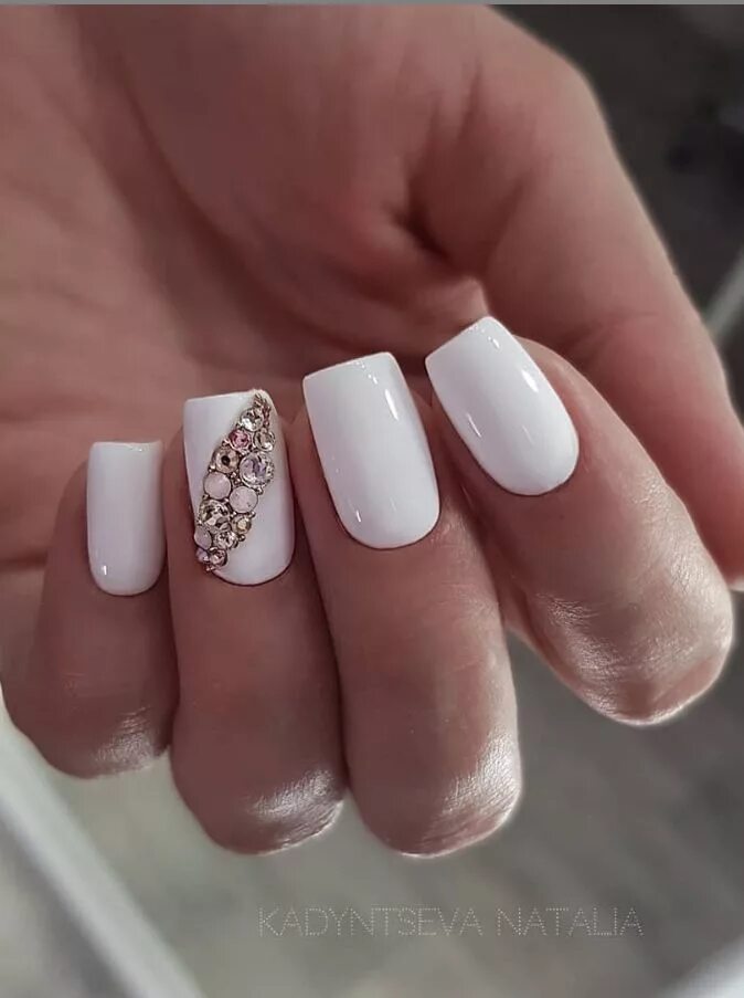 Квадратный маникюр молочного цвета 61 Beautiful Acrylic Short Square Nails Design For French Manicure Nails - Short