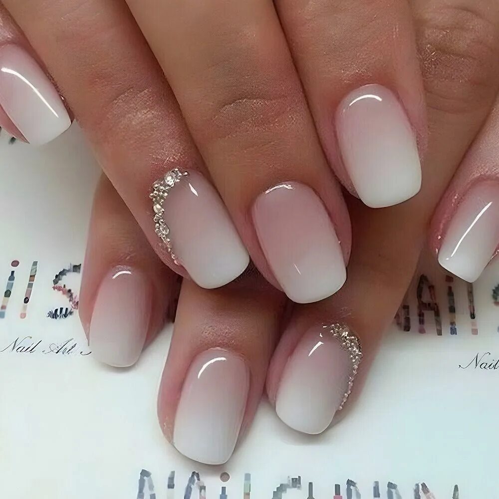 Квадратный маникюр омбре French Fake Nials Light Pink Gradient Nail Tips New False Nails Women Girls - ку