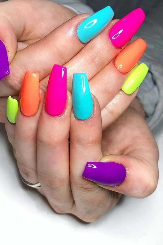 Квадратный маникюр разноцветные 36 Colorful Nails Give You Different Feelings - Page 2 of 36 - LoveIn Home Nail 