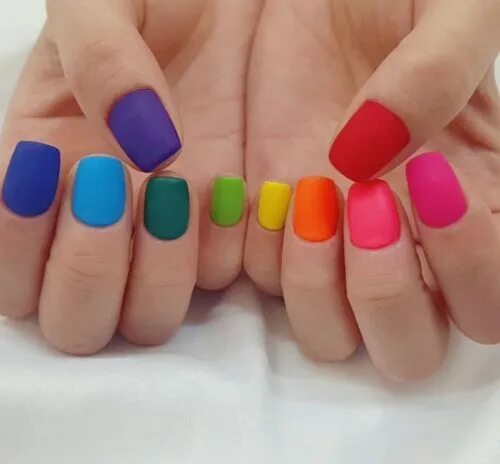 Квадратный маникюр разноцветные 10 Rainbow Nail Designs That Show You’re Out And Proud Rainbow nails design, Col