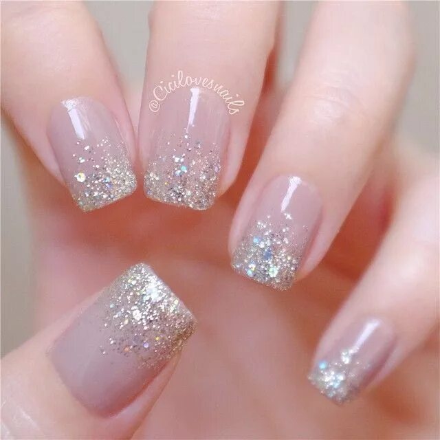 Квадратный маникюр с блестками 48 Collection Winter Nail Art Designs You Will Love Nail art ombre, Nail art wed