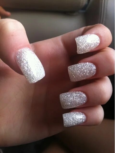 Квадратный маникюр с блестками Silver shimmer glitter nails nails nail nail art glitter nails nail ideas silver