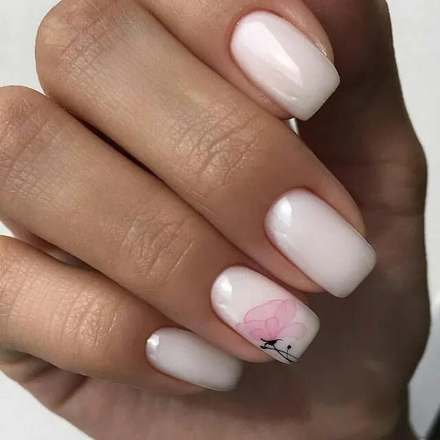 Квадратный маникюр с молочной базой ❤ ️❤ ️❤ Manicure, Aqua nails, Glitter manicure