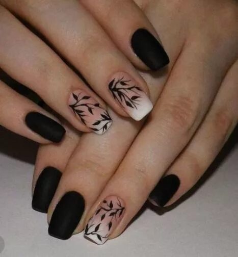 Квадратный маникюр с рисунком The One Thing To Do For Black Nail Ideas Matte 7 #nailart #nailartdesign #nails 