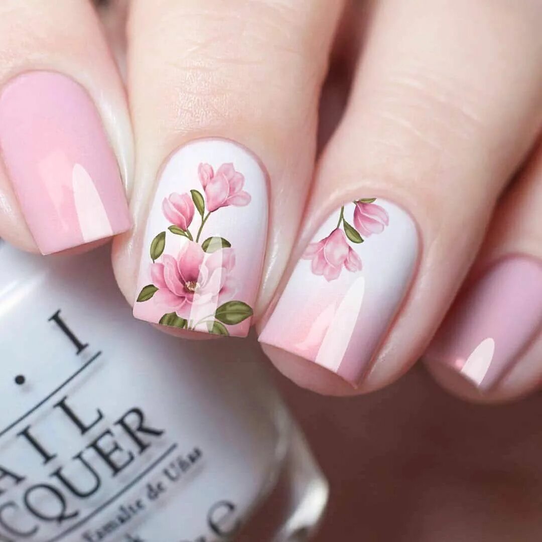 Квадратный маникюр с цветами Unhas decoradas com FLORES 2019 - coleção de unhas Floral nails, Nail designs, N