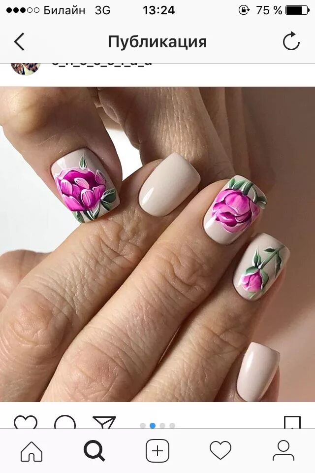 Квадратный маникюр с цветами Pin on Цветы на ногтях Floral nails, Flower nails, Floral nail art