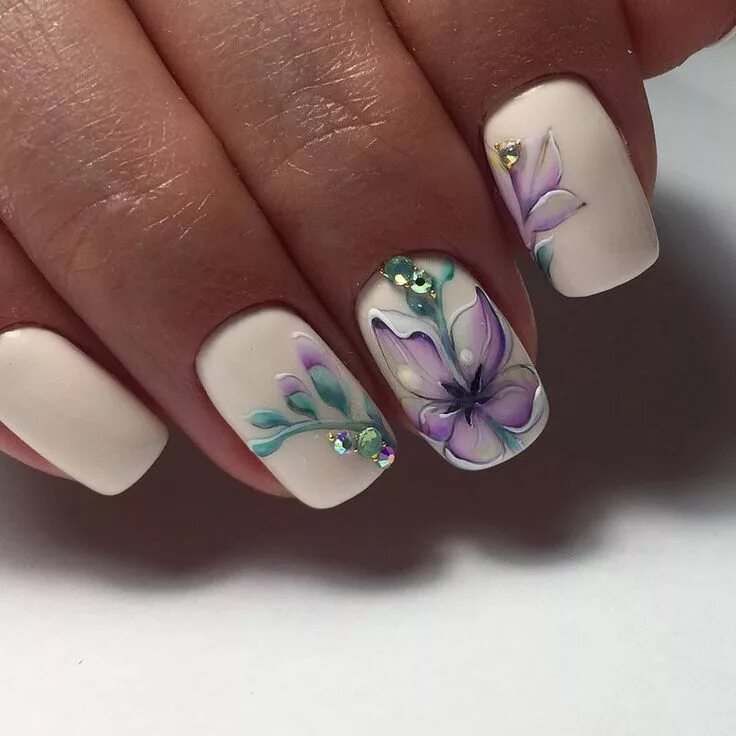 Квадратный маникюр с цветами Про Ногти (МК,материалы для ногтей)Nails PRO ™ Floral nails, Floral nail art, Fl