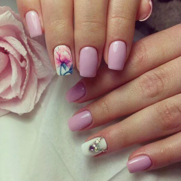 Квадратный маникюр с цветами Студия ногтевого сервиса в Самаре Spring nails, Spring nail art, Best nail art d