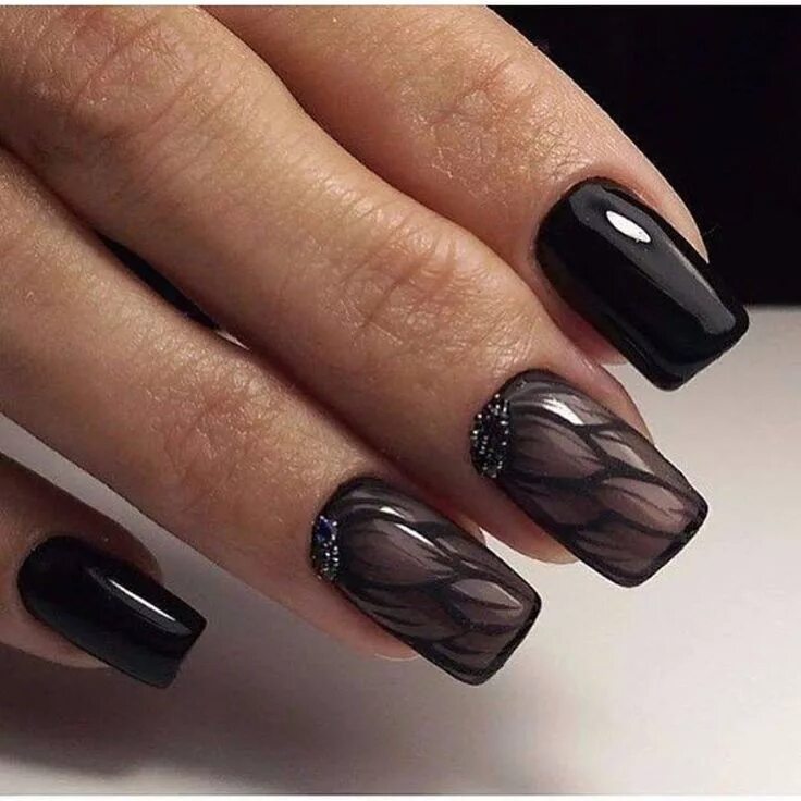 Квадратный маникюр темного дизайна Gigi'nails - ispirazione nail art tutto web Fancy nail art, Black nail designs, 