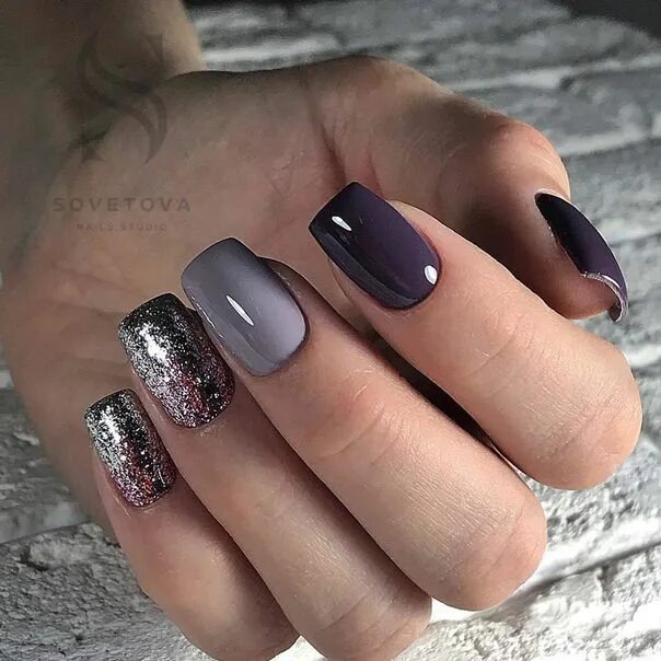 Квадратный маникюр темного дизайна FoxyNails: Маникюр, дизайн ногтей Nail colors, Sns nails designs, Nail art