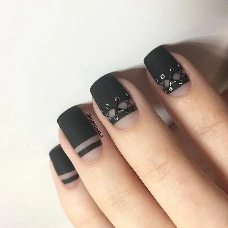 Квадратный маникюр темного дизайна Pin by Valentina Hristoforova on AAA Маникюр Manicure, Shellac nails, Corset nai