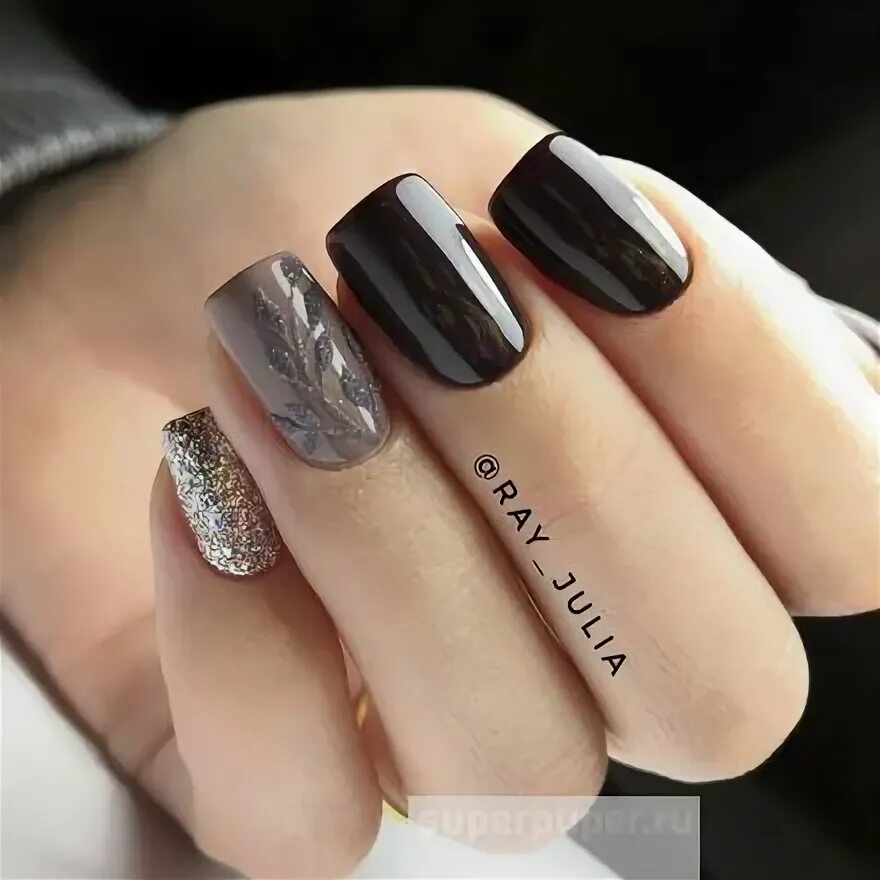 Квадратный маникюр темный цвет ЛакоМания 69 * Vogue Nails, Гель-лак Пряная корица * Совместные покупки SuperPup