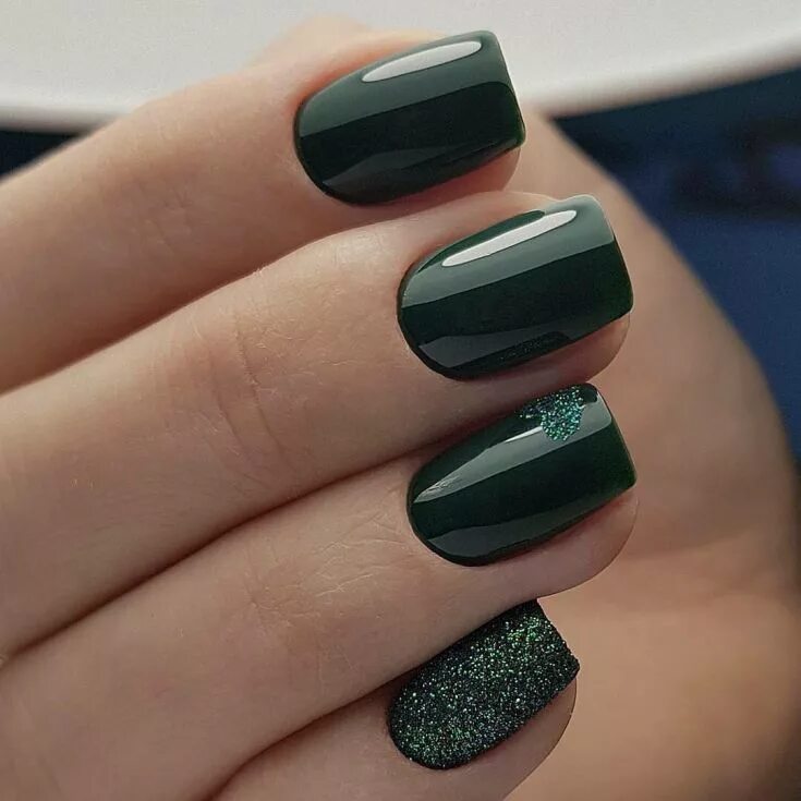 Квадратный маникюр зеленого цвета 50+ Manicure ideas based green color 2018 Green nails, Green nail designs, Green