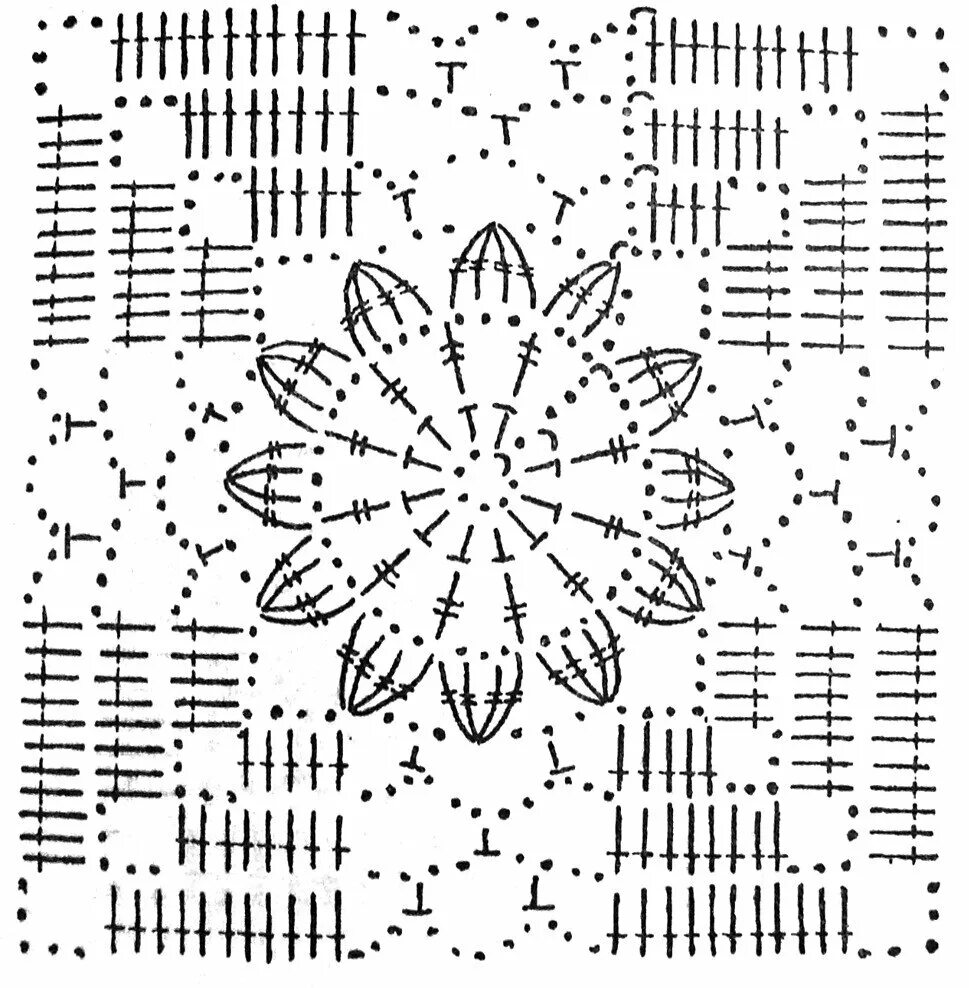 Квадратный мотив крючком схема и описание Мотивы моя слабость...Подборка схем Рукоделие в корзинке Дзен