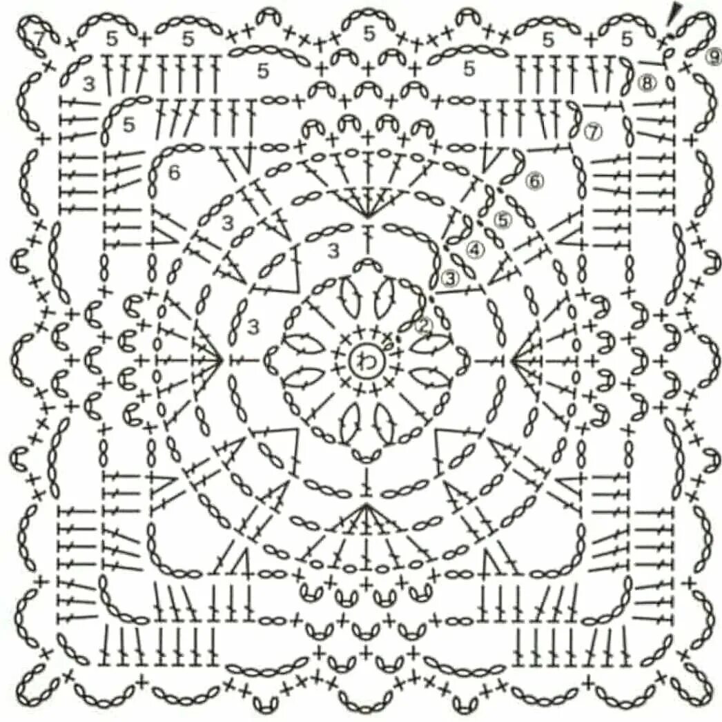 Квадратный мотив крючком схема и описание Роскошный жакет вязаный крючком декорированный бусинами Мир спиц и крючка Дзен