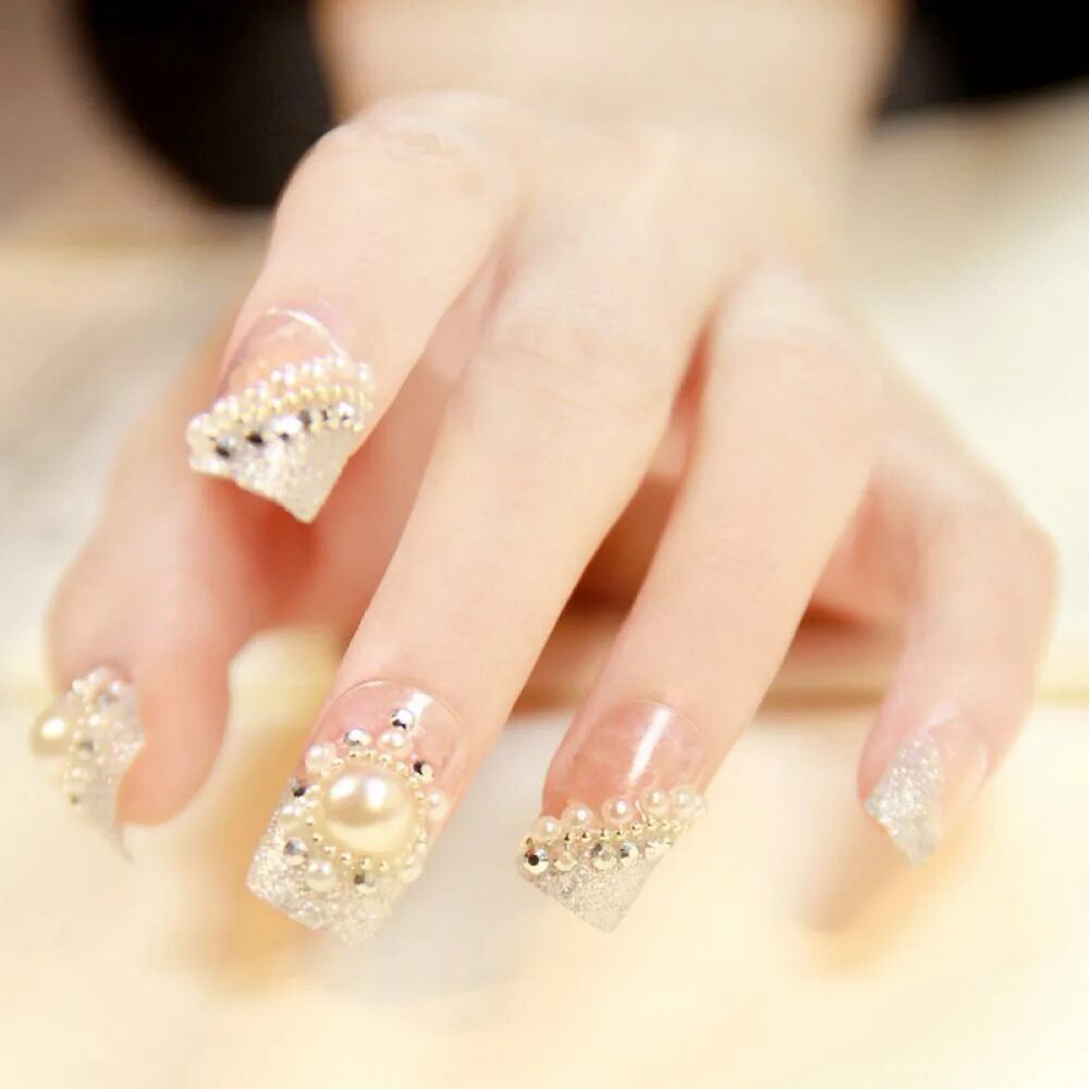 Квадратный свадебный маникюр Wholesale Manicure Glitters 3D Acrylic Tips Nail Art Wheel Decoration Rhinestone