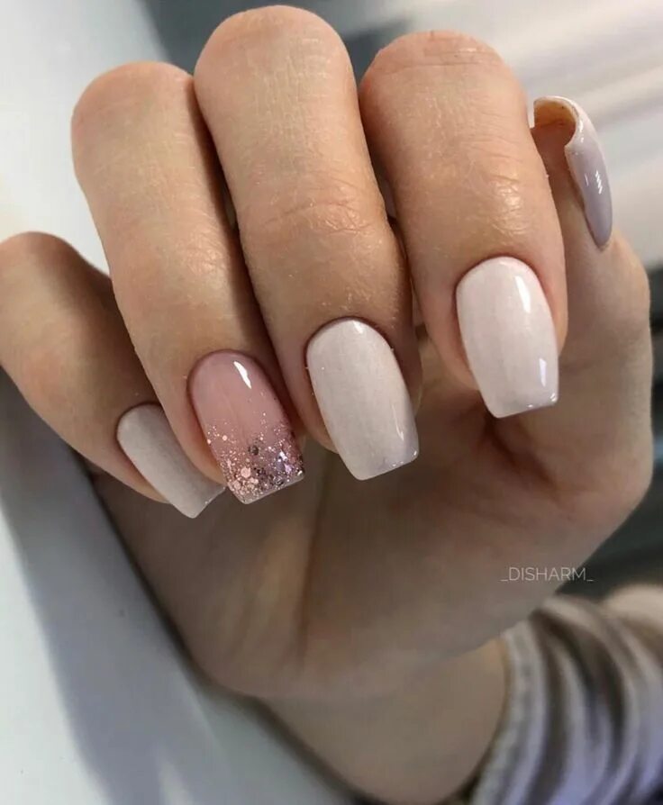 Квадратный светлый маникюр Пин на доске Nails Маникюр, Ногти, Гель-лак