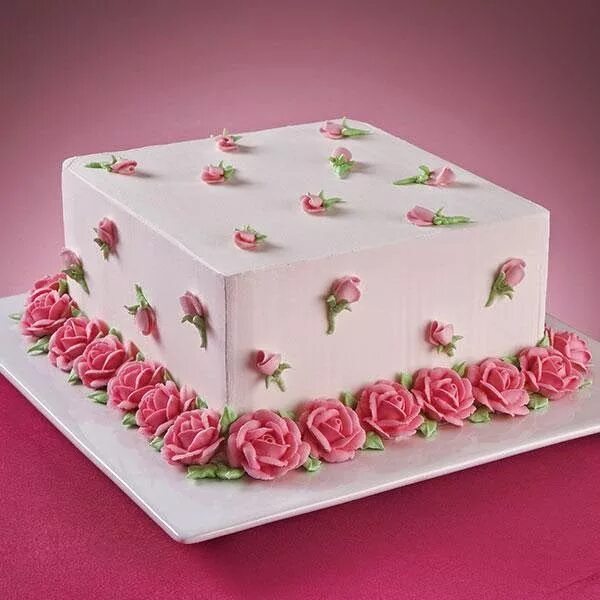 Квадратный торт оформление фото Rose cake, Cake decorating designs, Cake decorating