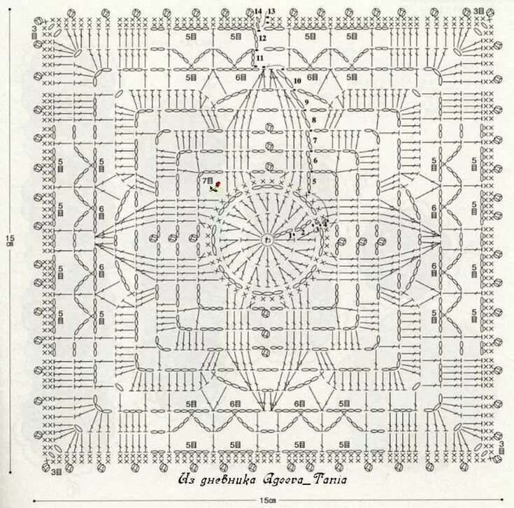 Квадраты крючком схемы бесплатно Photo from album "Неразобранное в Из мотивов-2" on Связанное крючком кружевное у