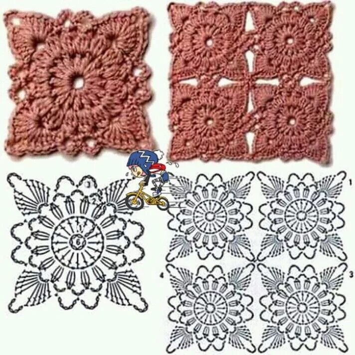 Квадраты крючком схемы фото Пин от пользователя Gabriela Acosta на доске crochet Вязание крючком покрывало, 