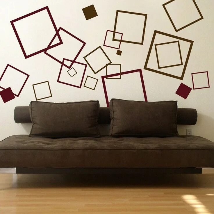 Квадраты на стене в интерьере Lots of Squares - Set of 60 Wall Decal Sticker Graphic Room paint designs, Bedro