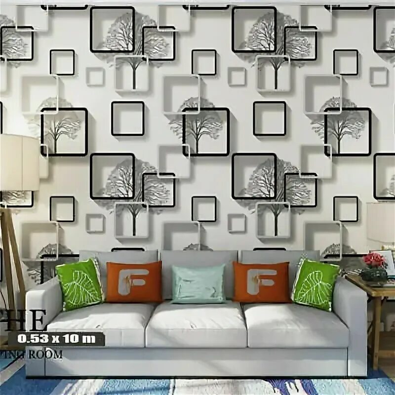 Квадраты на стене в интерьере 10M Photo Frame Box Wallpaper Living Bed Room TV Background Wall Stickers Decor 