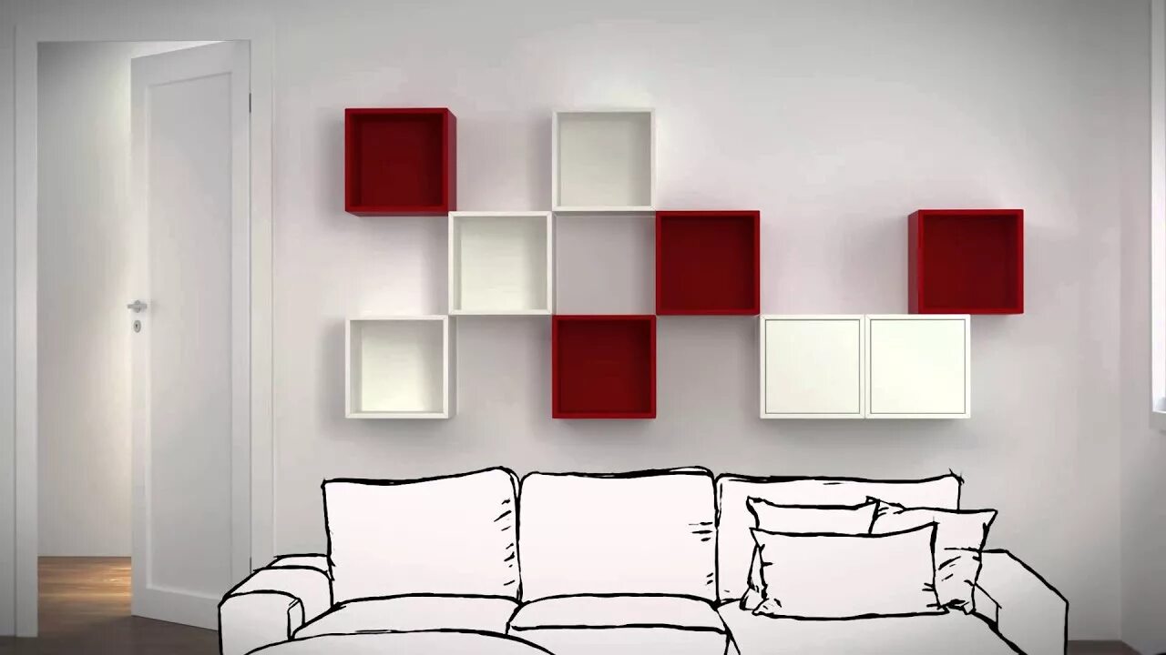 Квадраты на стене в интерьере Discover the possibilities of VALJE wall cabinet - YouTube