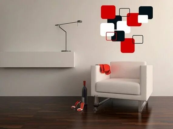 Квадраты на стене в интерьере Retro / Mod Squares Decal 3 Colors - Etsy Interior wall design, Modern wall deca