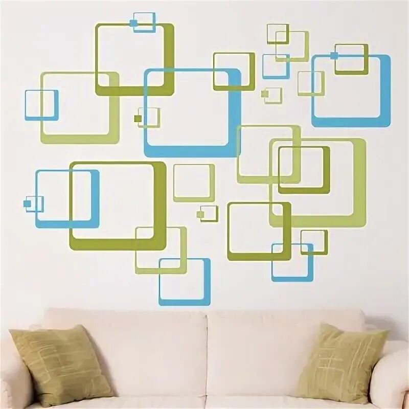 Квадраты на стене в интерьере Retro Rounded Squares wall decals Modern wall decals, Wall decals, Kids wall dec